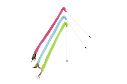 RompiCatz Feather N' Fabric Teaser Toys - 3 Pack of Wand Toys