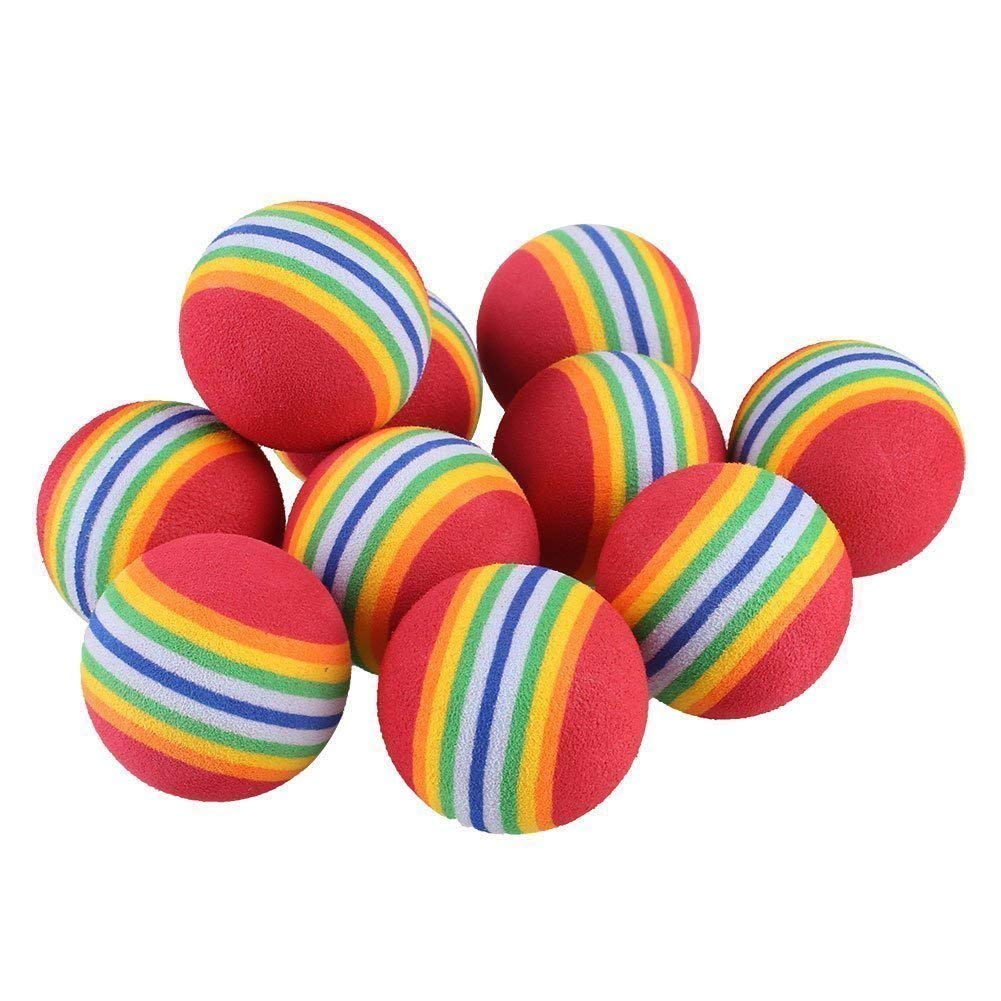 Red Rainbow Cat Toy Balls Soft EVA Foam-10pk