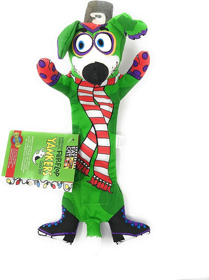 FatCat Incredible Strapping Flip Flop Yankers Dog Toy 13" flat