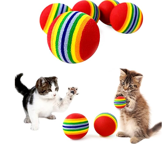 Red Rainbow Cat Toy Balls Soft EVA Foam