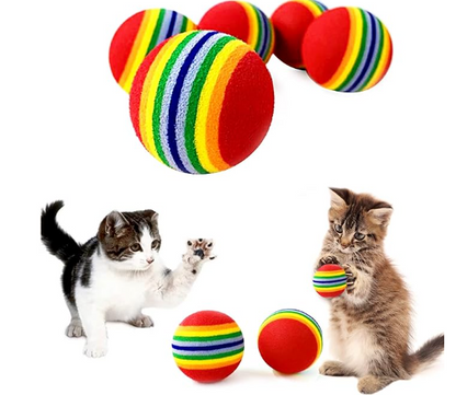 Red Rainbow Cat Toy Balls Soft EVA Foam-10pk
